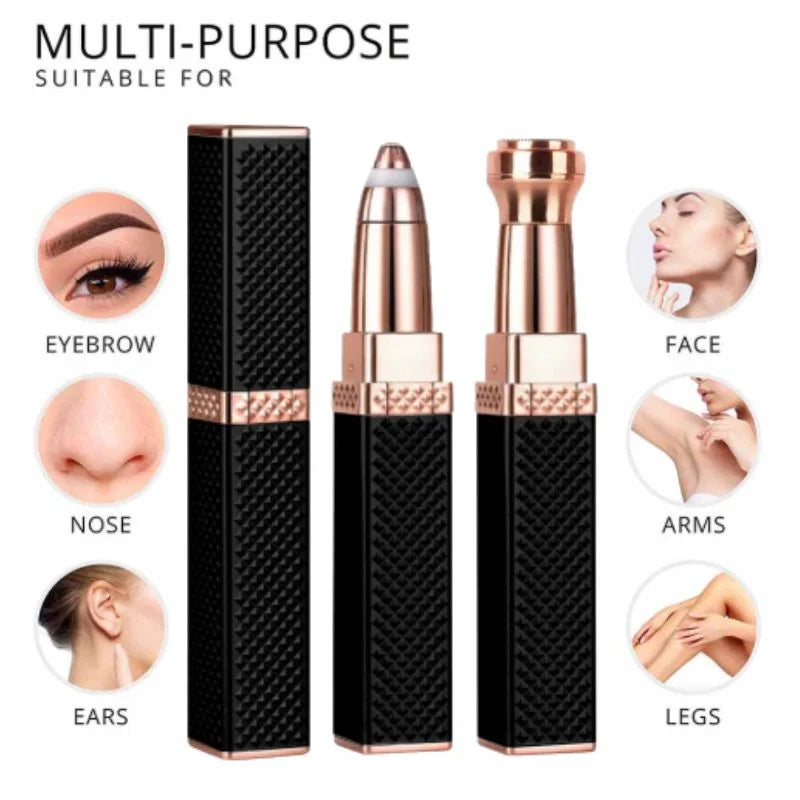 2-in-1 Flawless Facial Hair Remover & Eyebrow Trimmer | USB Rechargeable, Painless & Portable | Pink