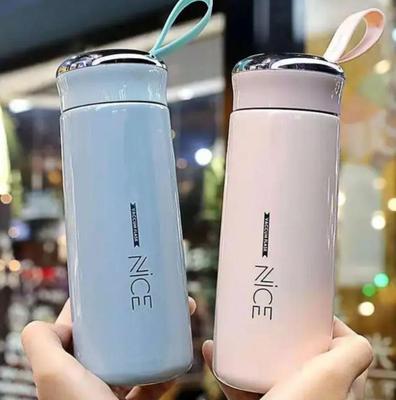 Nice Bottle | 400ml Mini Flask Glass Water Bottle with Vacuum Insulation | Temperature Resistant | Random Colors