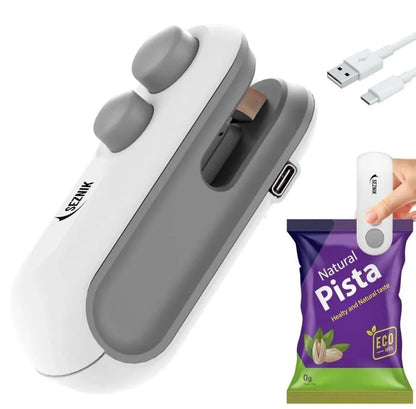 USB Rechargeable Bag Sealing Machine White ABS