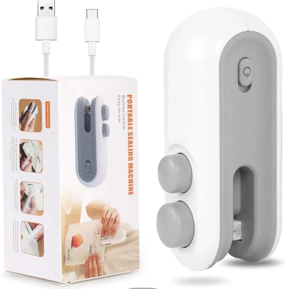 USB Rechargeable Bag Sealing Machine White ABS