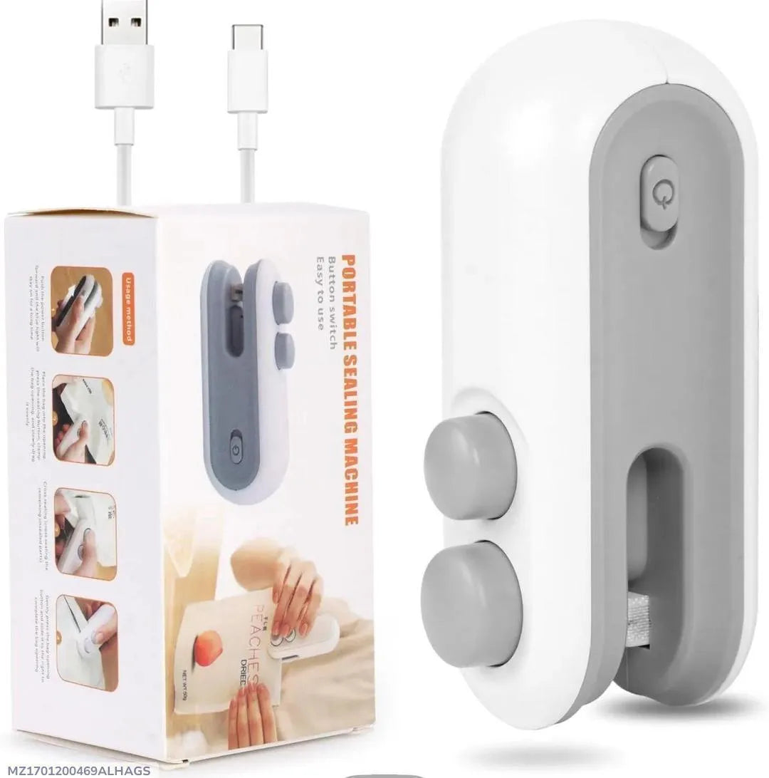 USB Rechargeable Bag Sealing Machine White ABS