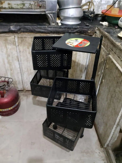 Multi-Level Iron Fruit & Veg Storage Cart with Wheels