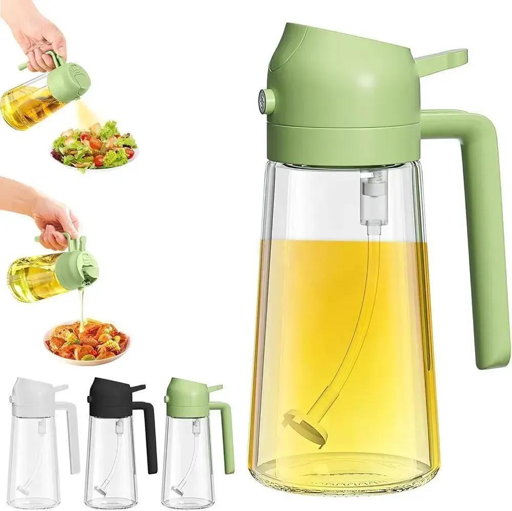 2-in-1 Oil Spray Bottle Glass Black