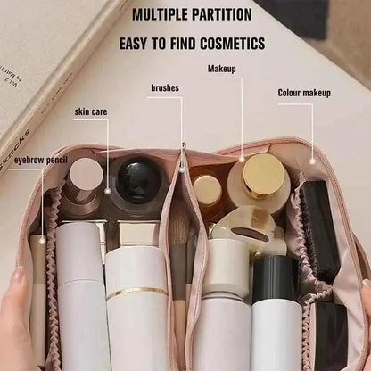Leather Makeup Pouch Brown Organized Storage