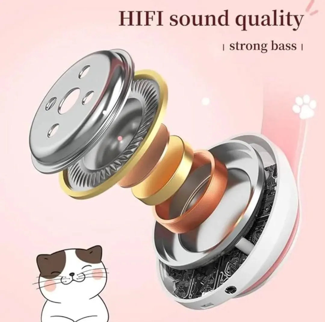 Pink Cat Ear Bluetooth Headphones with LED Lights