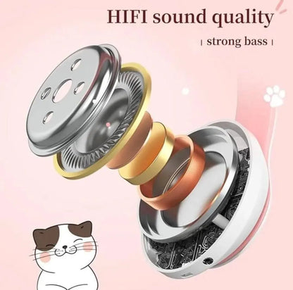 Pink Cat Ear Bluetooth Headphones with LED Lights