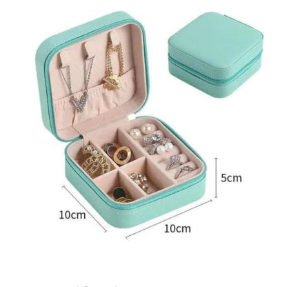 Portable Square Mini Jewellery Box Soft Storage Case | PU Leather Travel Organizer with Removable Dividers