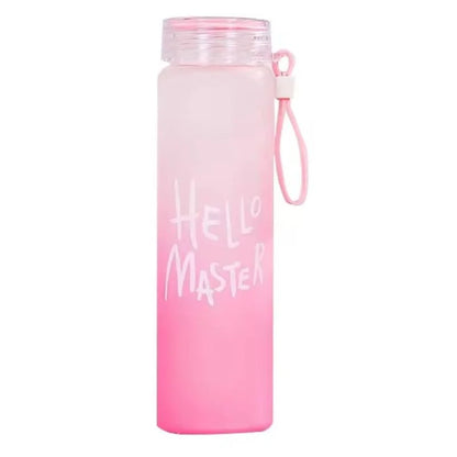 White Frosted Glass Water Bottle | Leak-Proof Insulated Bottle with Hello Master Decal Logo | 400ml