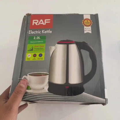 RAF KT-200 Automatic Electric Kettle 2 Liter Stainless Steel Cordless 1500W with Overheat Protection