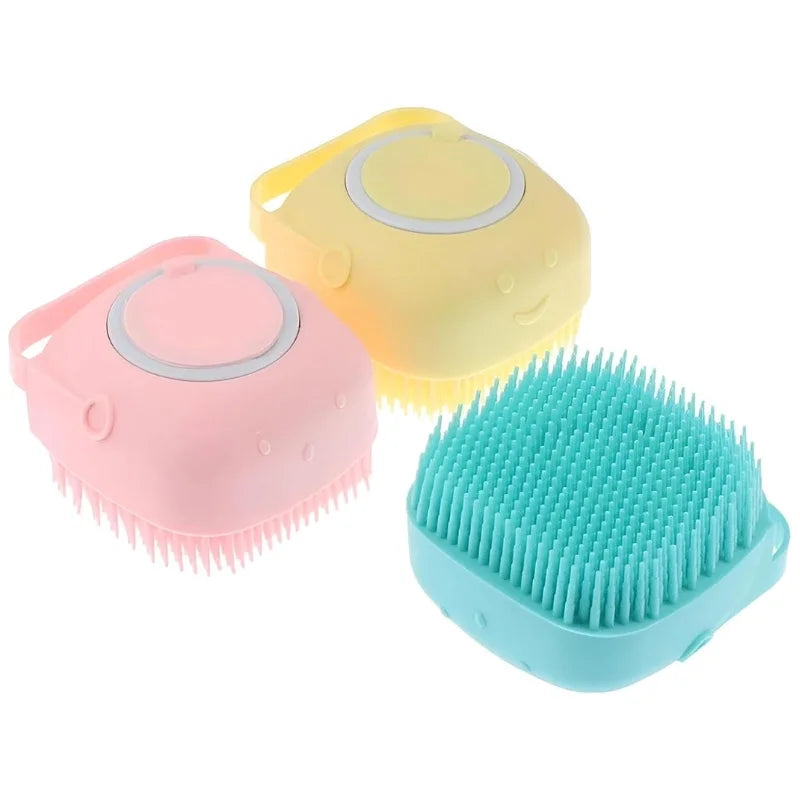 Soft Silicone Bath Brush with Hooks | Baby & Adult Body Scrubber | Random Colour | With Box