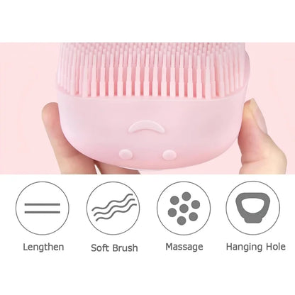 Soft Silicone Bath Brush with Hooks | Baby & Adult Body Scrubber | Random Colour | With Box