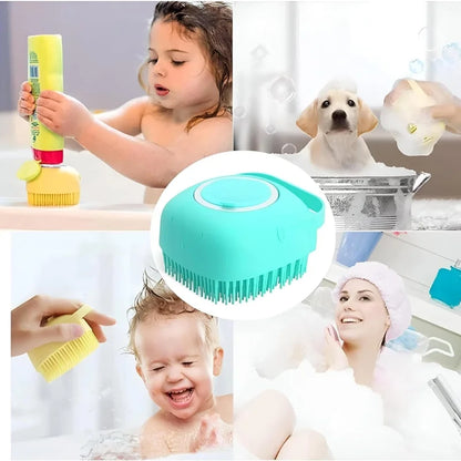 Soft Silicone Bath Brush with Hooks | Baby & Adult Body Scrubber | Random Colour | With Box