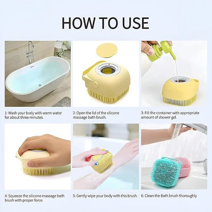 Soft Silicone Bath Brush with Hooks | Baby & Adult Body Scrubber | Random Colour | With Box