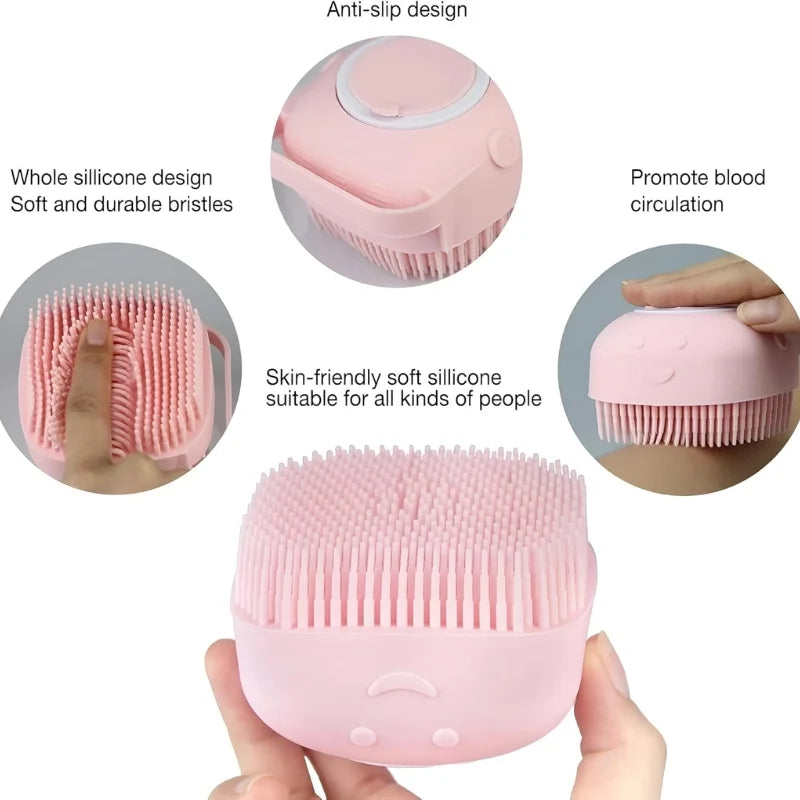 Soft Silicone Bath Brush with Hooks | Baby & Adult Body Scrubber | Random Colour | With Box