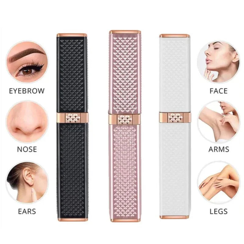 2-in-1 Flawless Facial Hair Remover & Eyebrow Trimmer | USB Rechargeable, Painless & Portable | Pink