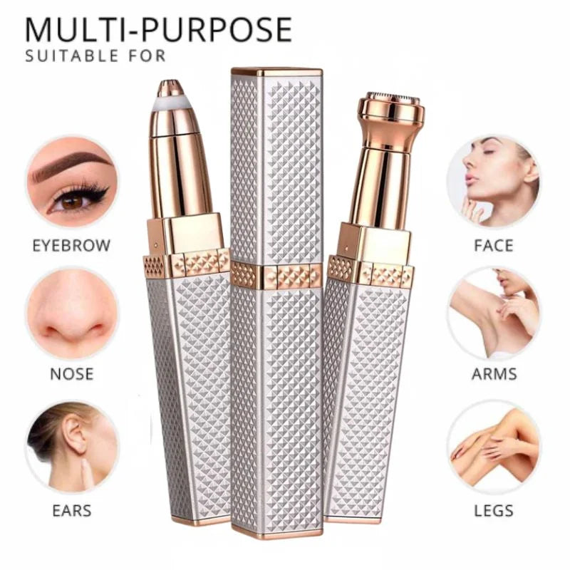 2-in-1 Flawless Facial Hair Remover & Eyebrow Trimmer | USB Rechargeable, Painless & Portable | Pink