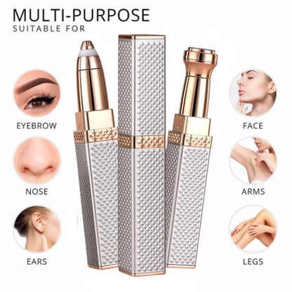 2-in-1 Flawless Facial Hair Remover & Eyebrow Trimmer | USB Rechargeable, Painless & Portable | Pink