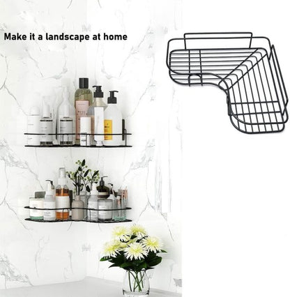 Wall Corner Rack | Multipurpose Kitchen & Bathroom Corner Organizer | Metal Shelf Wall Mount Storage Rack